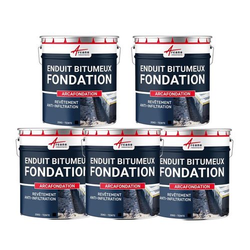 Enduit pour Fondations Murs enterrés bitumeux noir hydrofuge parpaing béton brique bois ARCAFONDATION Noir Offre Spéciale : 5 x 20KG