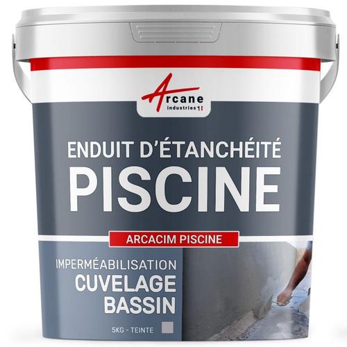 Enduit de Cuvelage - Enduit Hydrofuge pour étanchéité Piscine et bassin | ARCACIM PISCINE Gris 5 Kg