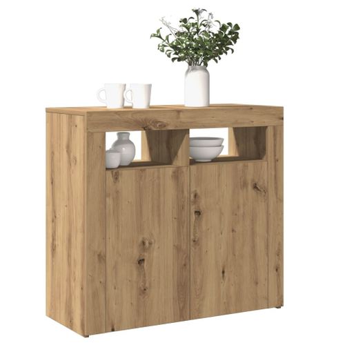 Vidaxl Buffet Avec Lumières Led Chêne Artisanal Bois D'ingénierie
