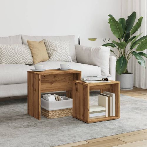 Vidaxl Tables Basses Gigognes 2 Pcs Chêne Artisanal Bois D'ingénierie