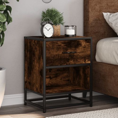 Vidaxl Table De Chevet Chêne Fumé 40x31x50 Cm Bois D'ingénierie