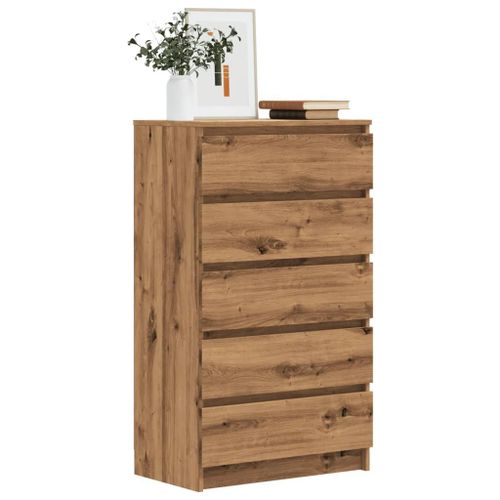 Vidaxl Commode Chêne Artisanal 60x36x103 Cm Bois D'ingénierie