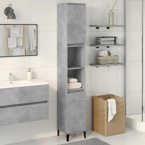 Vidaxl Armoire De Salle De Bain Gris Béton 30x30x190 Cm