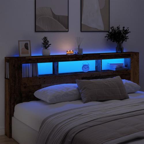 Vidaxl Tête De Lit À Led Vieux Bois 220x18,5x103,5cm Bois D'ingénierie