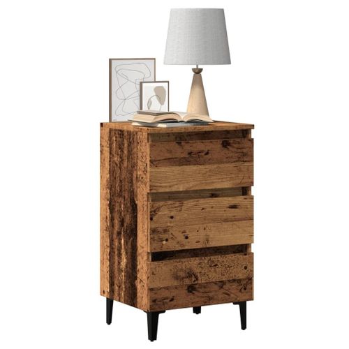 Vidaxl Table De Chevet Avec Pieds En Métal Vieux Bois 40x35x69 Cm