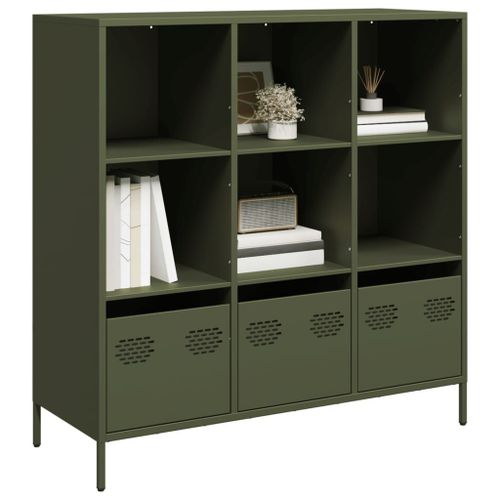 Vidaxl Buffet Haut Vert Olive 101,5x39x103,5 Cm Acier