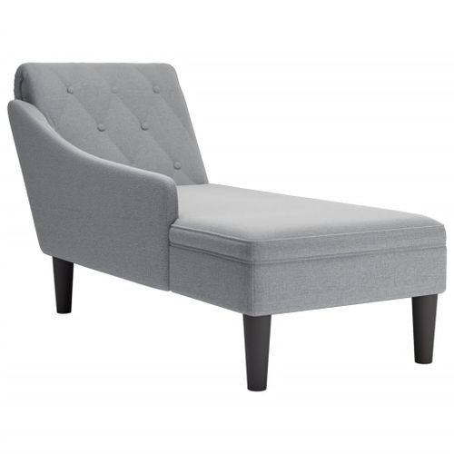 Vidaxl Fauteuil Long Avec Coussin Et Accoudoir Droit Gris Clair Tissu