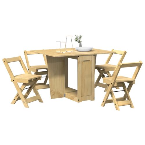 Vidaxl Ensemble À Manger Papillon 5 Pcs Corona Pliable Cire Marron Pin