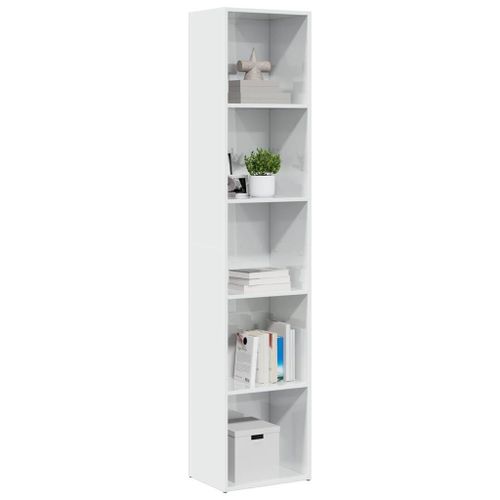 Vidaxl Bibliothèque Blanc Brillant 40x30x189 Cm Bois D'ingénierie