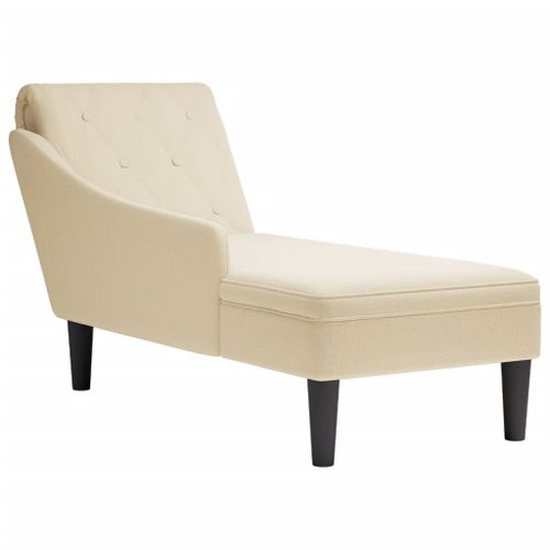 Vidaxl Fauteuil Long Avec Coussin Et Accoudoir Droit Crème Tissu