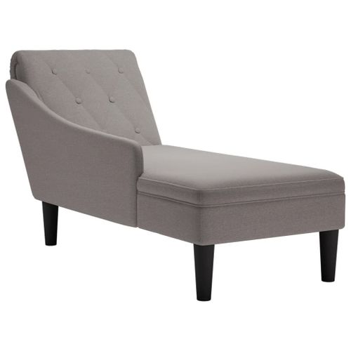 Vidaxl Fauteuil Long Avec Coussin Et Accoudoir Droit Taupe Tissu