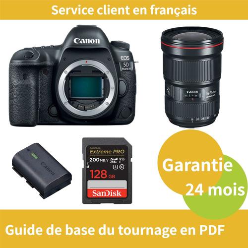 Canon EOS 5D Mark IV Caméra+Canon Objectif EF 16-35mm f/2.8 L III USM+Canon batterie LP-E6NH Officielle+SanDisk 128 Go Extreme PRO carte SDXC UHS-I U3 V30 4K jusqu'à 200