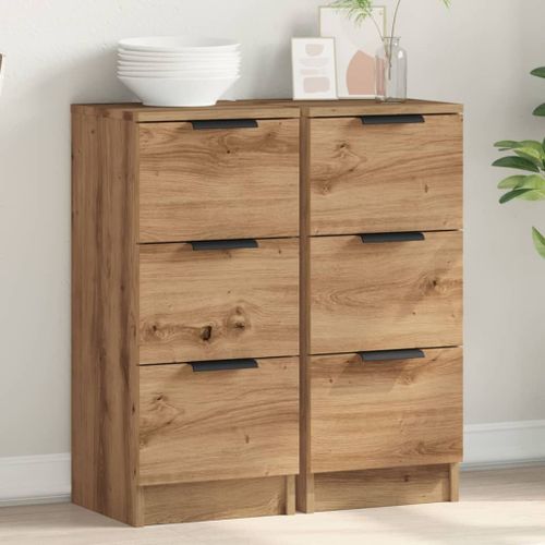 Vidaxl Buffets 2 Pcs Chêne Artisanal 30x30x70 Cm Bois D'ingénierie