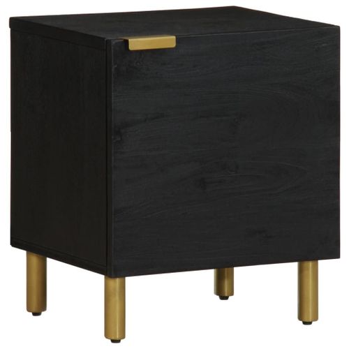 Vidaxl Table De Chevet Noir 40x33x46 Cm Bois De Manguier Solide