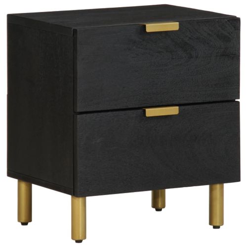 Vidaxl Table De Chevet Noir 40x33x46 Cm Bois De Manguier Solide