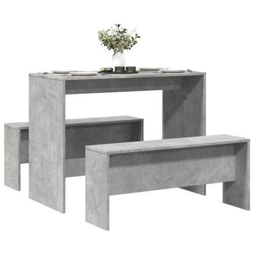 Vidaxl Ensemble Table À Manger Et Bancs 3 Pcs Bois D'ingénierie