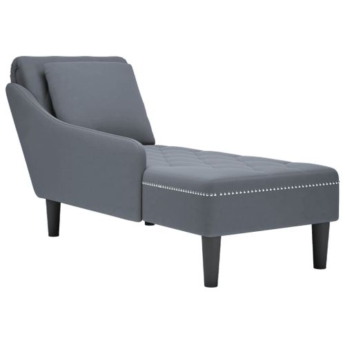 Vidaxl Fauteuil Long Et Coussin Et Accoudoir Droit Gris Foncé Velours