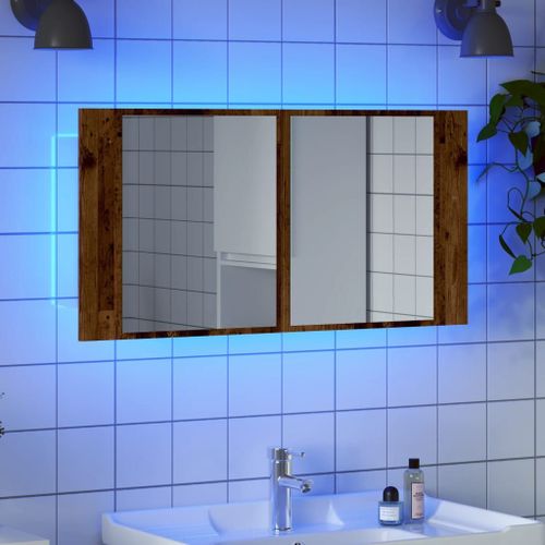 Vidaxl Armoire À Miroir Led Vieux Bois 90x12x45 Cm Bois D'ingénierie
