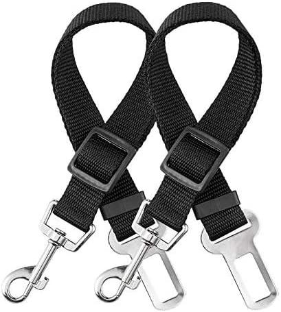 Ceinture Chien Voiture,?2 Pièces? Harnais Voiture Chien Voiture Universel, Ceinture De Sécurité Chien Indéchirable Durable Réglable 50-90cm Pour Tous Les Chiens Et Chats, Nylon Noir