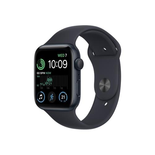 Apple Watch Se (Gps) - 2e Génération - 44 Mm - Aluminium Minuit - Montre Intelligente Avec Bracelet Sport - Fluoroélastomère - Minuit - Taille Du Bracelet : Normal - 32 Go - Wi-Fi, Bluetooth -...