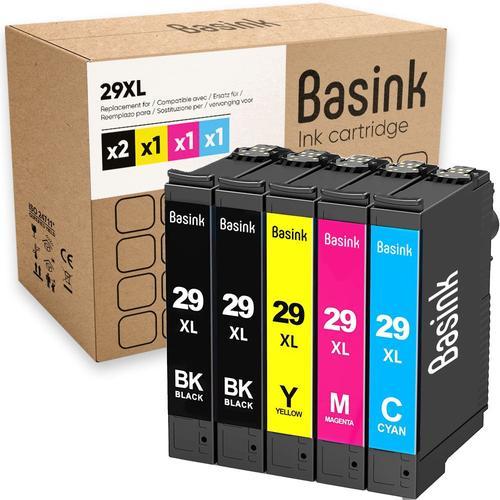 Basink Cartouche d'encre Compatible avec Epson 29XL Pack 5 pour XP235 XP245 XP247 XP-255 XP-257 XP332 XP335 XP345 XP432 XP435 XP442 XP445 XP455