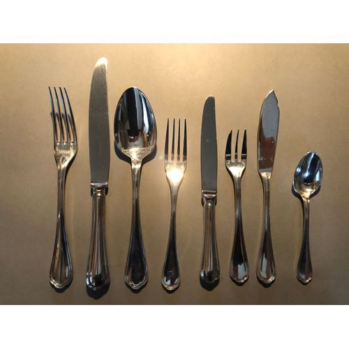 Couverts Christofle Métal Argent(É)-Modèle Spatours-1862-Édition-1985 - Lot De 08 Couverts (Couteaux_Fourchette_De_Table, Dessert_Et_À_Poisson, Cuillère_De_Table_Et_À_Café -Voir Photos)