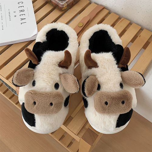 Chaussons Doux Et Mignons En Coton De Vache Lait Avec C¿ur Girly, Chaussons Talons Chauds Tout Compris Antidérapants