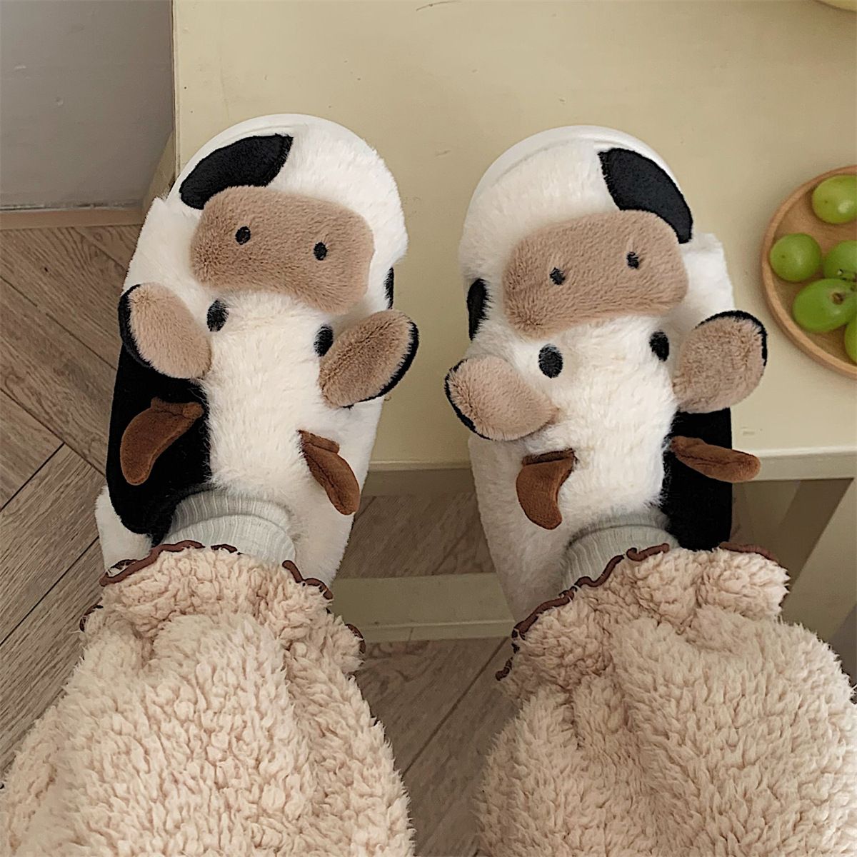 Chaussons Doux Et Mignons En Coton De Vache  Lait Avec CUr... - 2