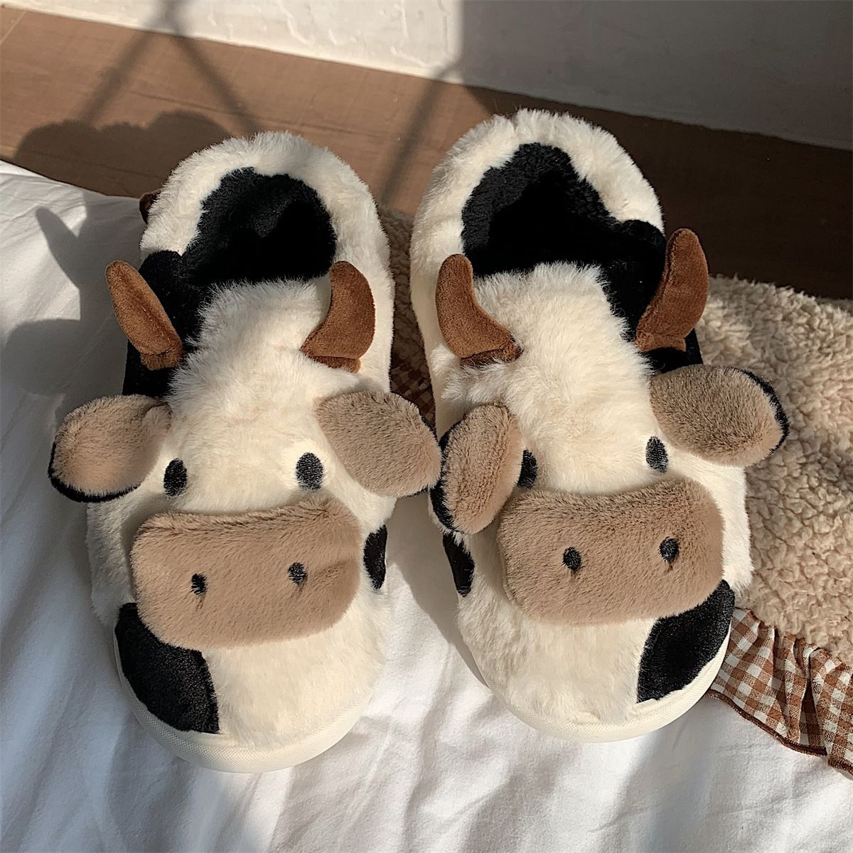 Chaussons Doux Et Mignons En Coton De Vache  Lait Avec CUr... - 4
