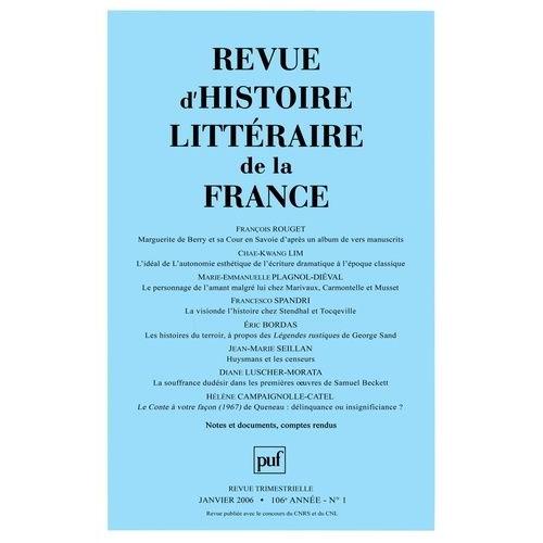 Revue D'histoire Littéraire De La France N° 1/2006