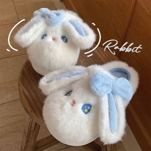 Automne Et Hiver Maison Baotou Pantoufles Fond Souple Femme Lapin Mignon Chaud Pantoufles En Coton Pelucheux