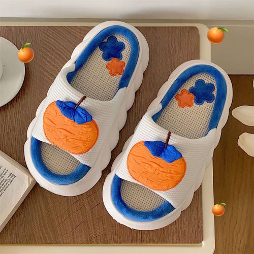 Cute Girl Heart Four Seasons Universal Shoes Femme Orange Bedroom Linen Pantoufles