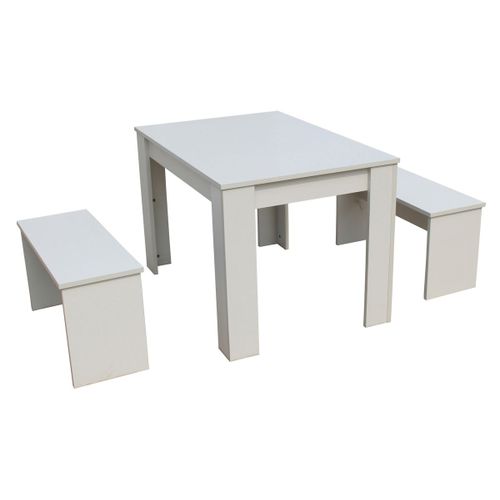Table Avec 2 Bancs "Tino" - 110 X 74 X 70 Cm - Blanc