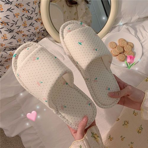 Pantoufles Mignonnes Pantoufles De Sol En Tissu De Lin Girly Pour Femmes