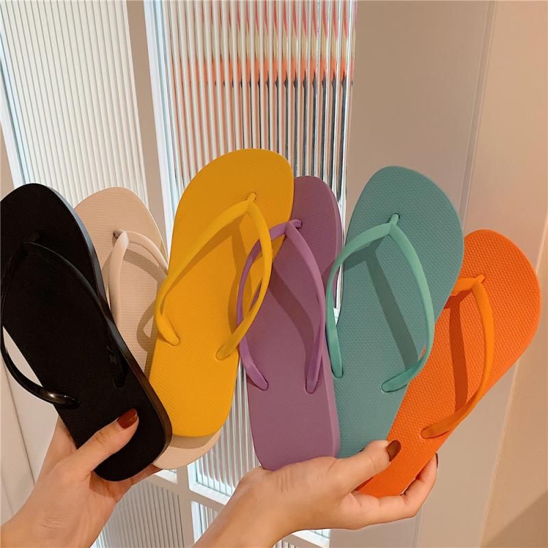 Tongs Plates Tongs De Couleur Unie Pour Femmes Pantoufles De... - 5