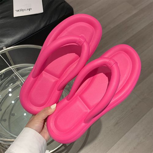 Tongs À Fond Souple De Couleur Unie Pour Femmes, Sandales Et Pantoufles De Plage Pour Vacances En Bord De Mer