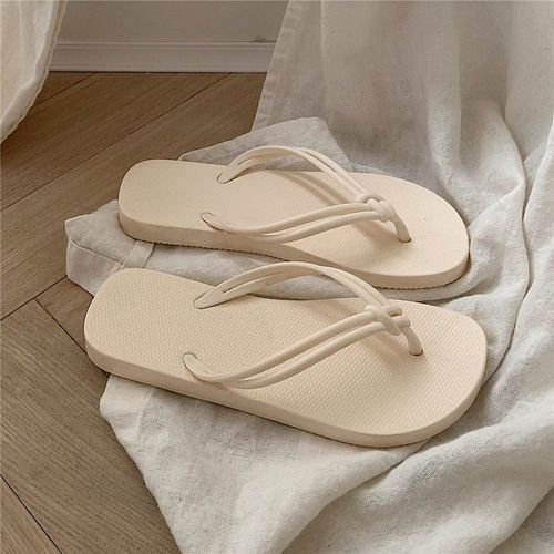 Tongs Pour Femmes De Couleur Unie Tongs De Plage De Vacances En Bord De Mer