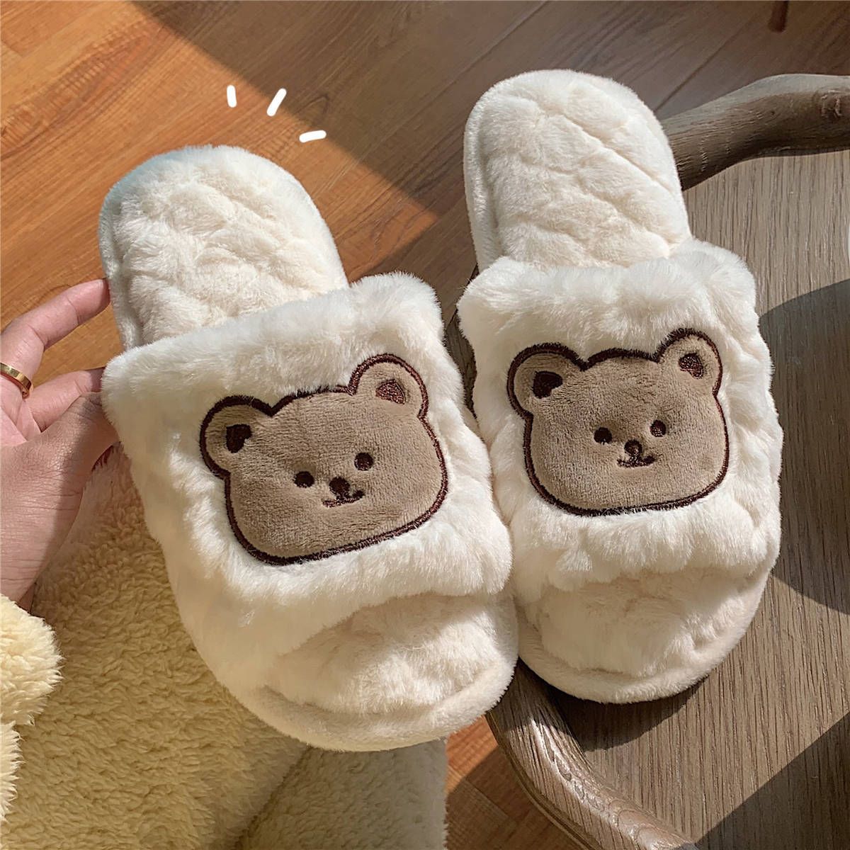 Chaussons En Coton Ours Coeur Pour Filles Automne Et Hiver P... - 2