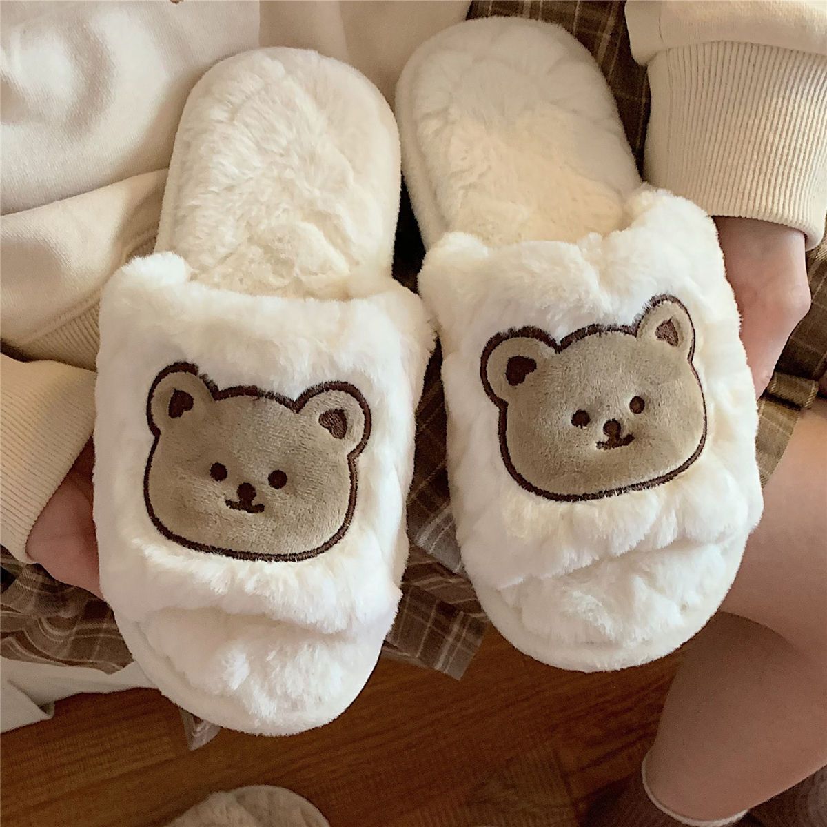 Chaussons En Coton Ours Coeur Pour Filles Automne Et Hiver P... - 3