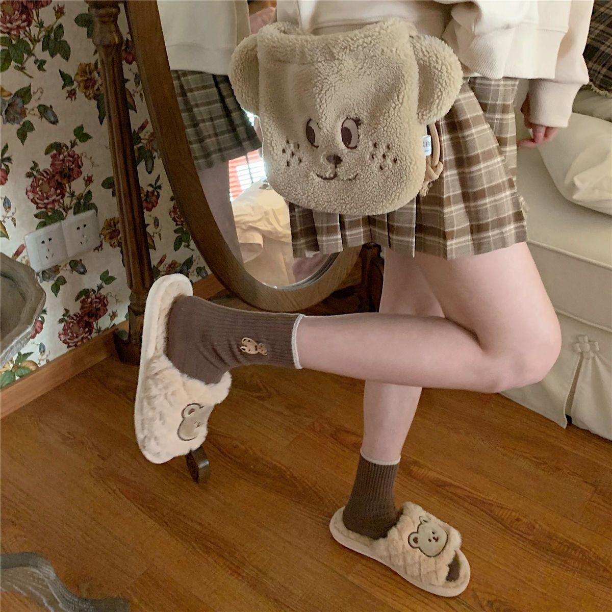 Chaussons En Coton Ours Coeur Pour Filles Automne Et Hiver P... - 4