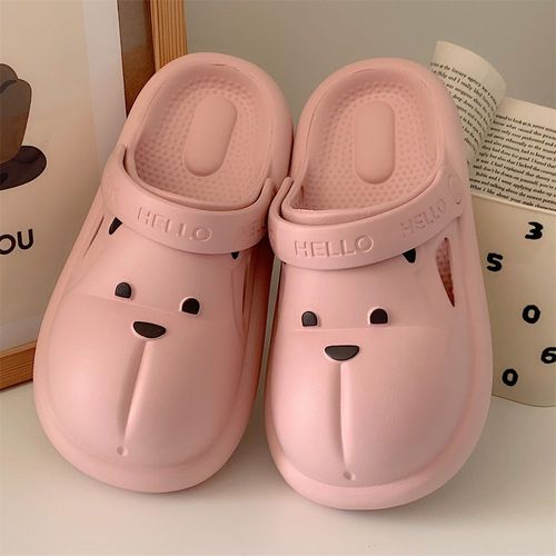 Creative Doux Mignon Ours Fille Coeur Baotou Trou Chaussures Femmes Pantoufles Fond Souple