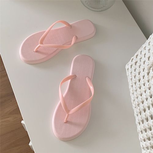Tongs De Couleur Unie Pour Femmes En Bord De Mer