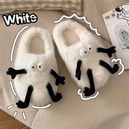 Personnalité D'hiver Pour Femmes Mignonne Petite Boule Noire En Peluche Baotou Coton Pantoufles Doux Fond Mou