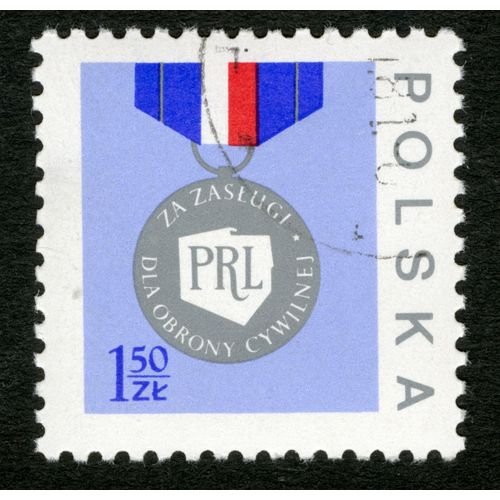 Timbre Oblitéré Polska, Za Zaslugi Dla Obrony Cywilnej Prl , 1,50 Zl