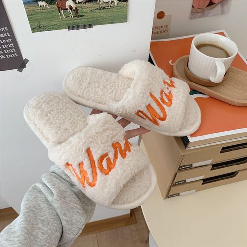 Laine Glisser Vent Chaud Mot Automne Et Hiver Pantoufles En Coton Pour Hommes Et Femmes