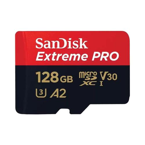 SanDisk Extreme Pro - Carte mémoire flash (adaptateur microSDXC vers SD inclus(e)) - 128 Go - A2 / Video Class V30 / UHS-I U3 / Class10 - microSDXC UHS-I