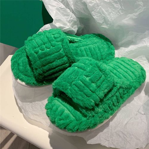 Un Mot Pantoufles En Coton Velcro Dames Automne Et Hiver Maison Chambre Chaude Chaussures À Semelles Souples