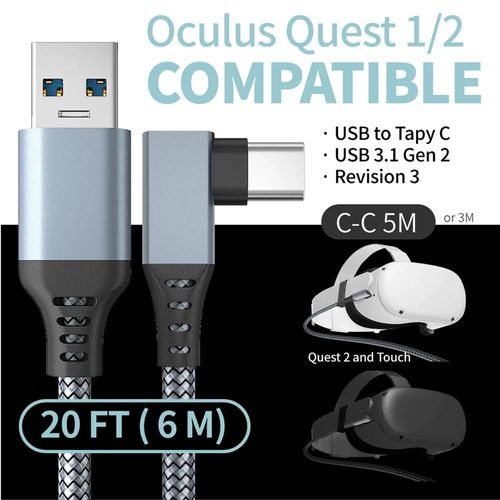 Câble 6 Pieds 6m - Station De Charge Pour Oculus Quest 2, Contrôleur Tactile, Station De Charge Pour Casque Vr