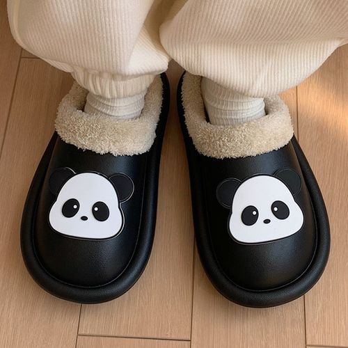 Fille Coeur Dessin Animé Mignon Panda Coton Pantoufles Femmes Hiver Imperméable Chaud Polaire Pantoufles