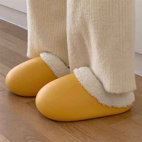 Couleur Unie Imperméable L'eau Fond Souple Coton Pantoufles Filles Hiver Maison Chaud Peluche Velours Oeuf D'oie Chaussures